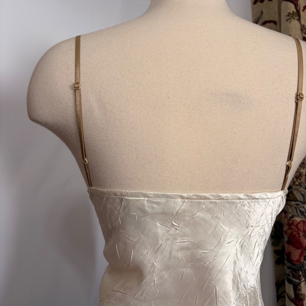 No Boundaries Cream Ivory Satin Crinkle Camisole with gold sequin detailing - Picture 6 of 16